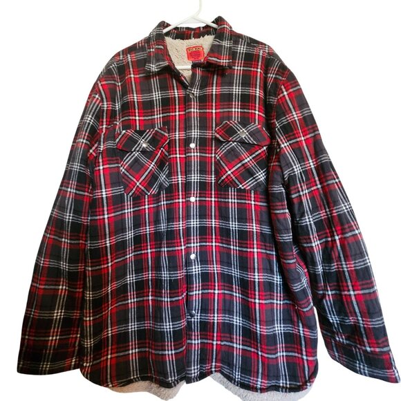 Big Mac Men Sherpa-Lined 2XLT Flannel Jacket Red/Black VTG Americana Gorpcore - Picture 2 of 11